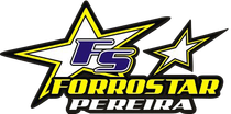 Logotipo de Forrostar Pereza con estrellas doradas, “FS” en azul y negrita, y texto negro y amarillo sobre fondo blanco