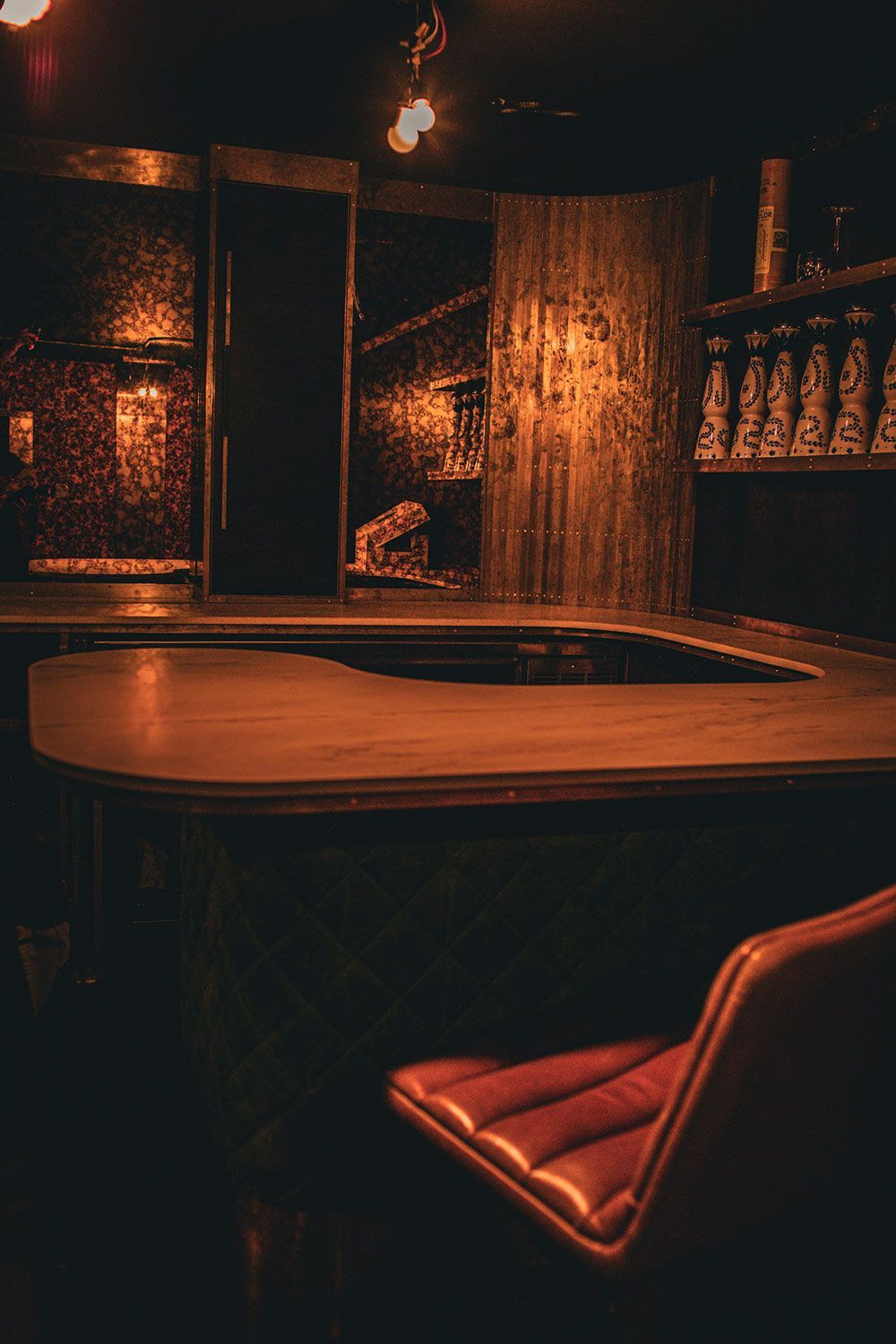 wooden counter