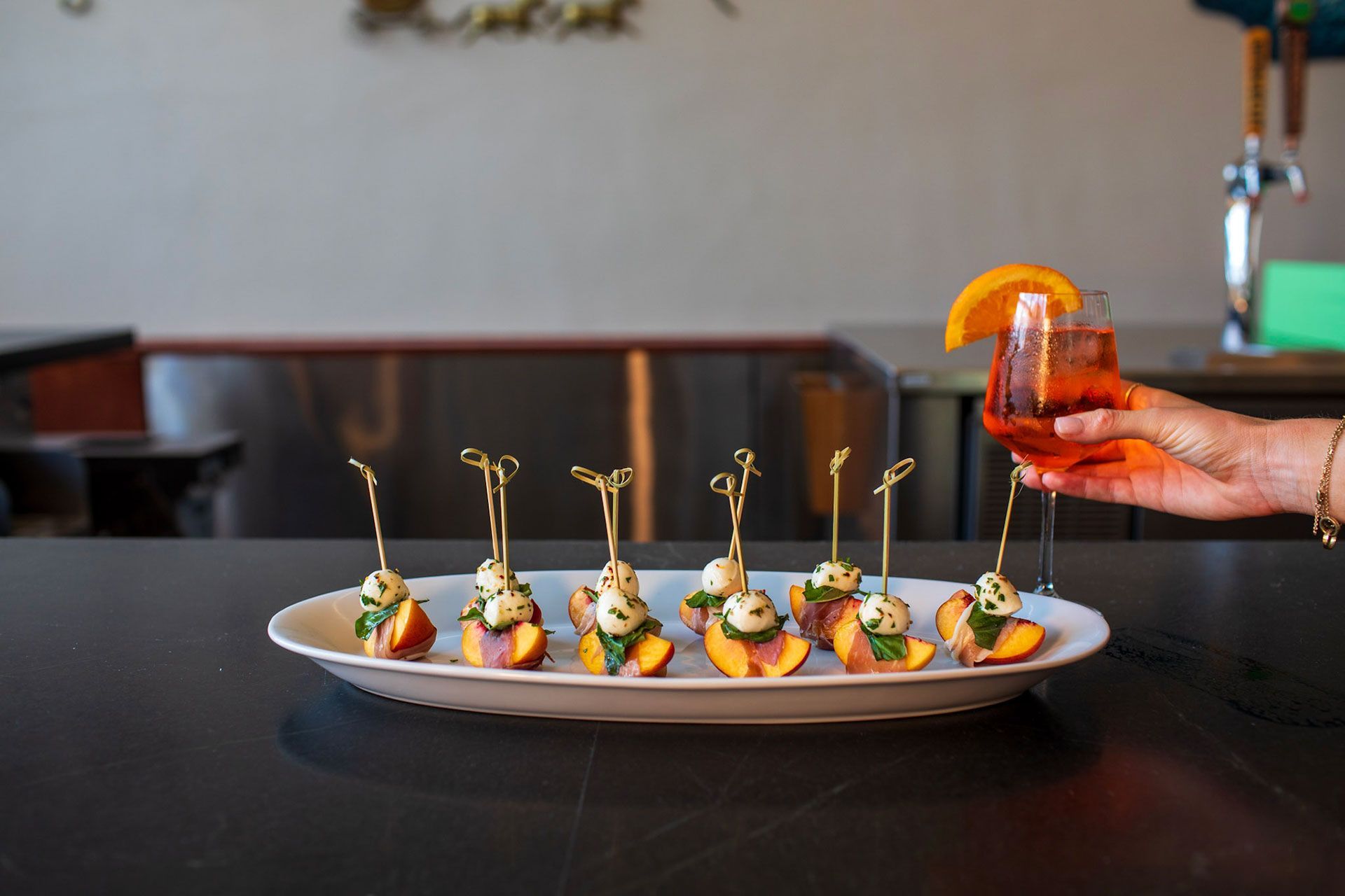 Restaurant table with food 14