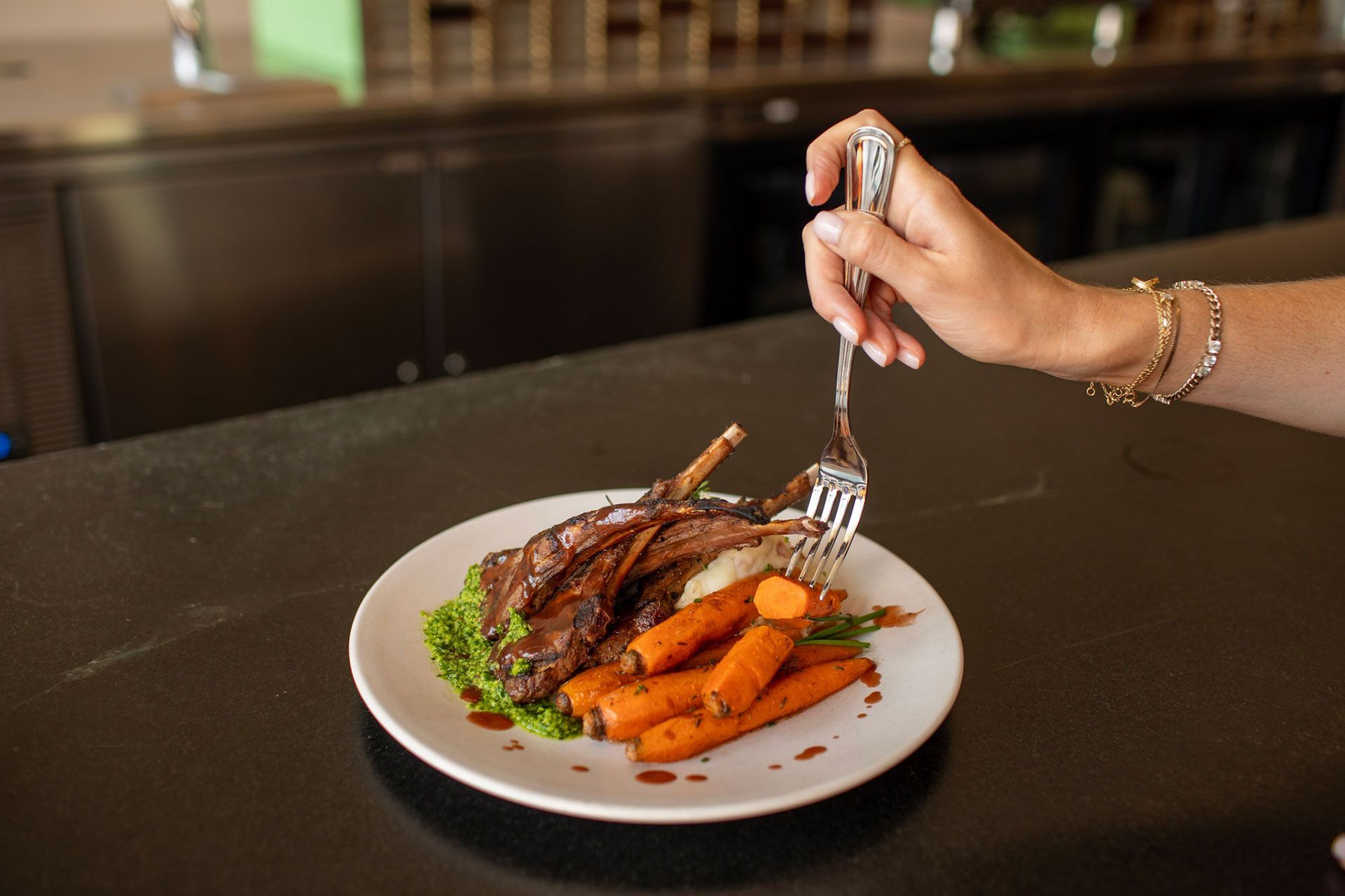 Restaurant table with food 9
