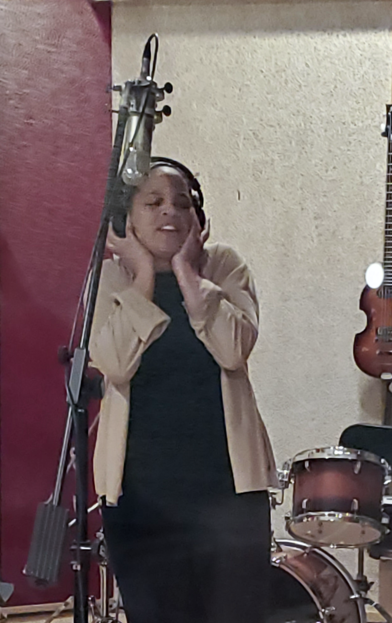Alika Hope singing in studio