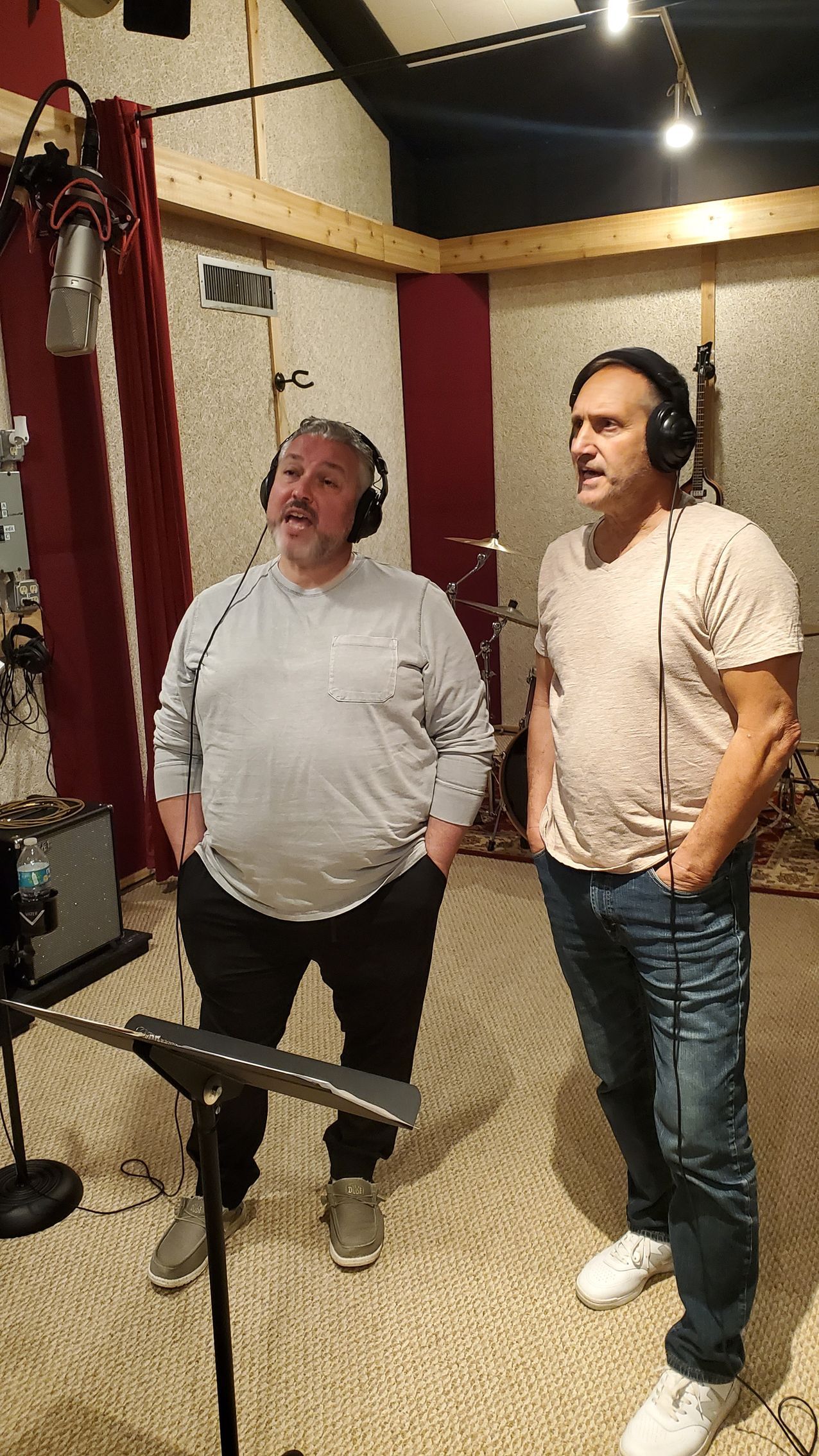 Sweet Child band members singing vocals in studio