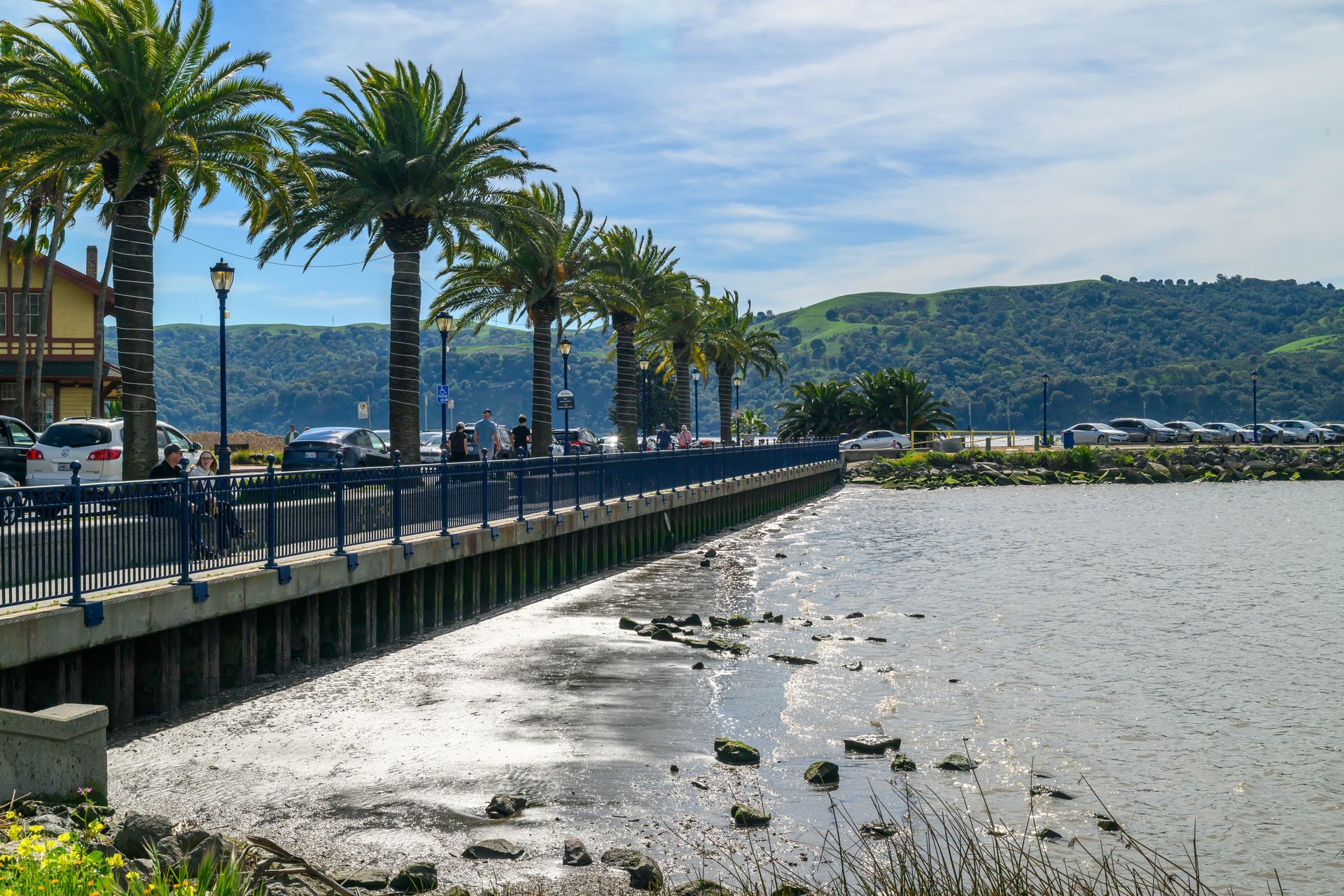 benicia waterfront with trees and distance tree-covered hills by Delgado Property Management