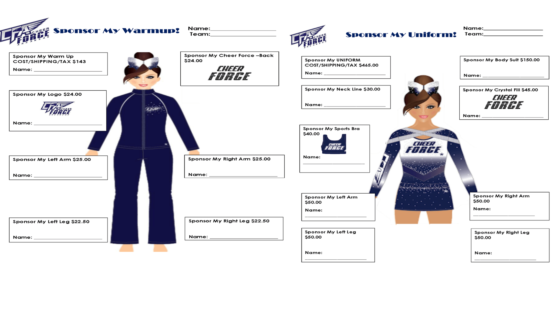 cheer fundraiser uniform sponsorship