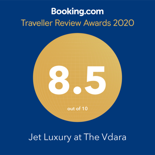 Booking.com Traveller Review Awards 2020 badge with 8.5/10 for Jet Luxury at The Vdara