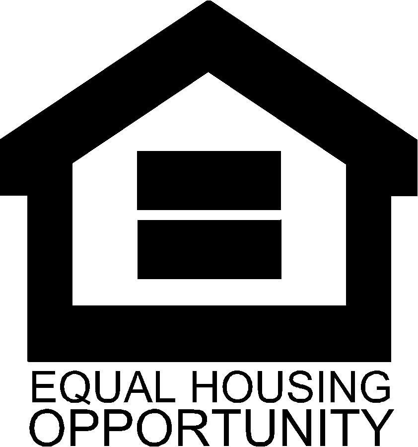 A black and white logo for equal housing opportunity.