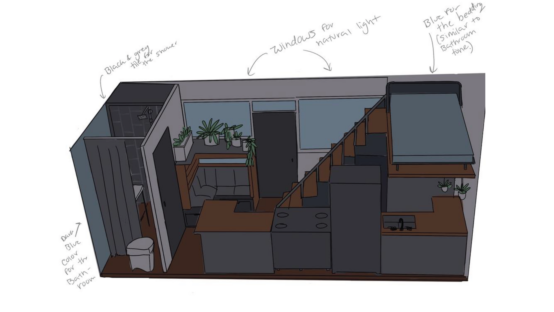 Final sketches showing more detail and color choices