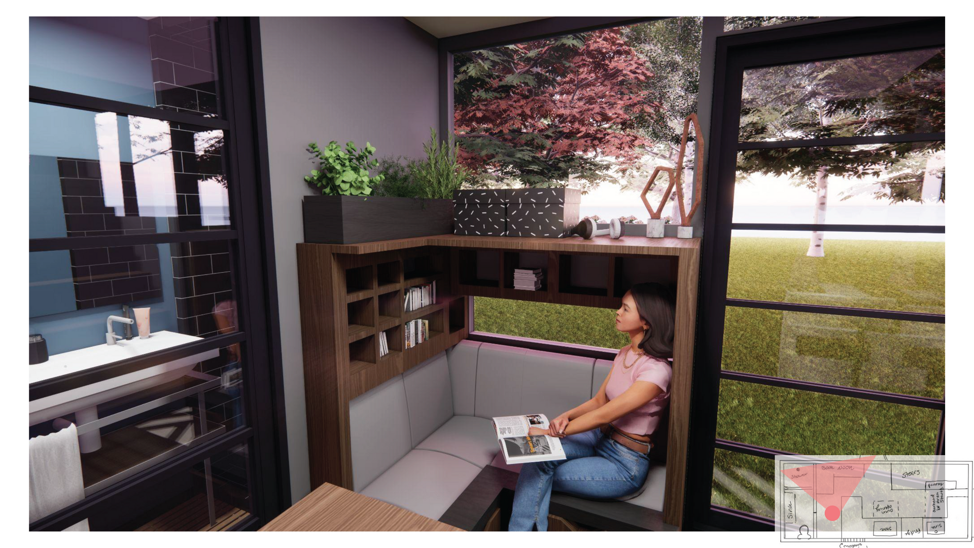 Render of the sitting nook