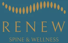 Renew Spine & Wellness logo with teal spine graphic and text on white background