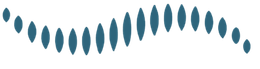 Curved row of teal oval shapes on a white background, resembling a dotted wave pattern