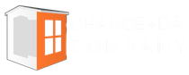 Orange-and-white 3D cube logo with window panes on the front face