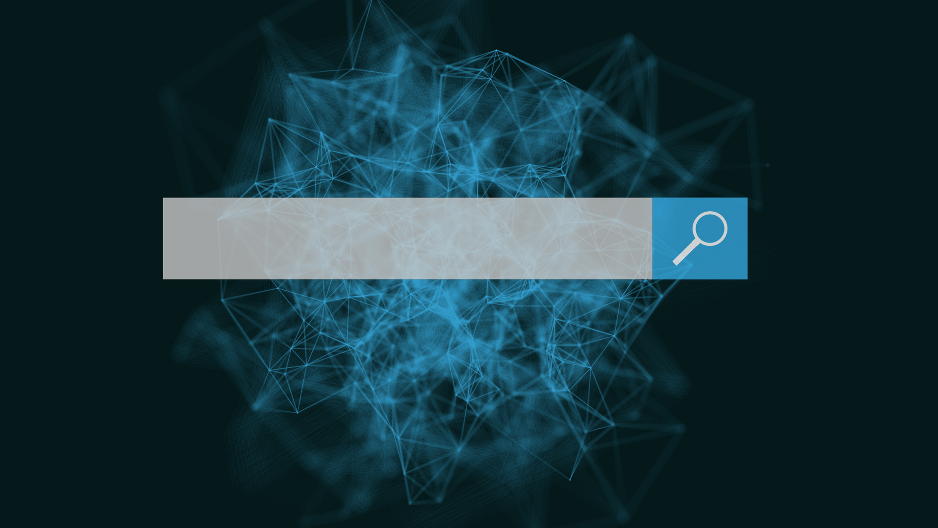 Search bar over abstract blue digital network.