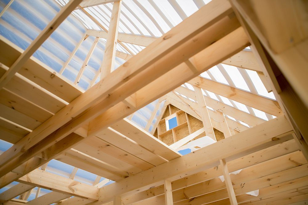 Looking up at the ceiling of a house under construction — Payless Timbers in Tolga, QLD