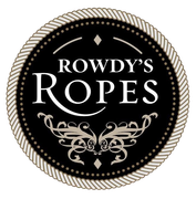 Rowdy's Ropes logo in black and cream with ornate rope border and decorative flourishes
