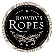 Rowdy's Ropes logo in black and cream with ornate rope border and decorative flourishes