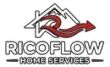 RICOFLOW Home Services logo with a red roof and flowing red line above the text