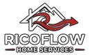 RICOFLOW Home Services logo with a red roof and flowing red line above the text