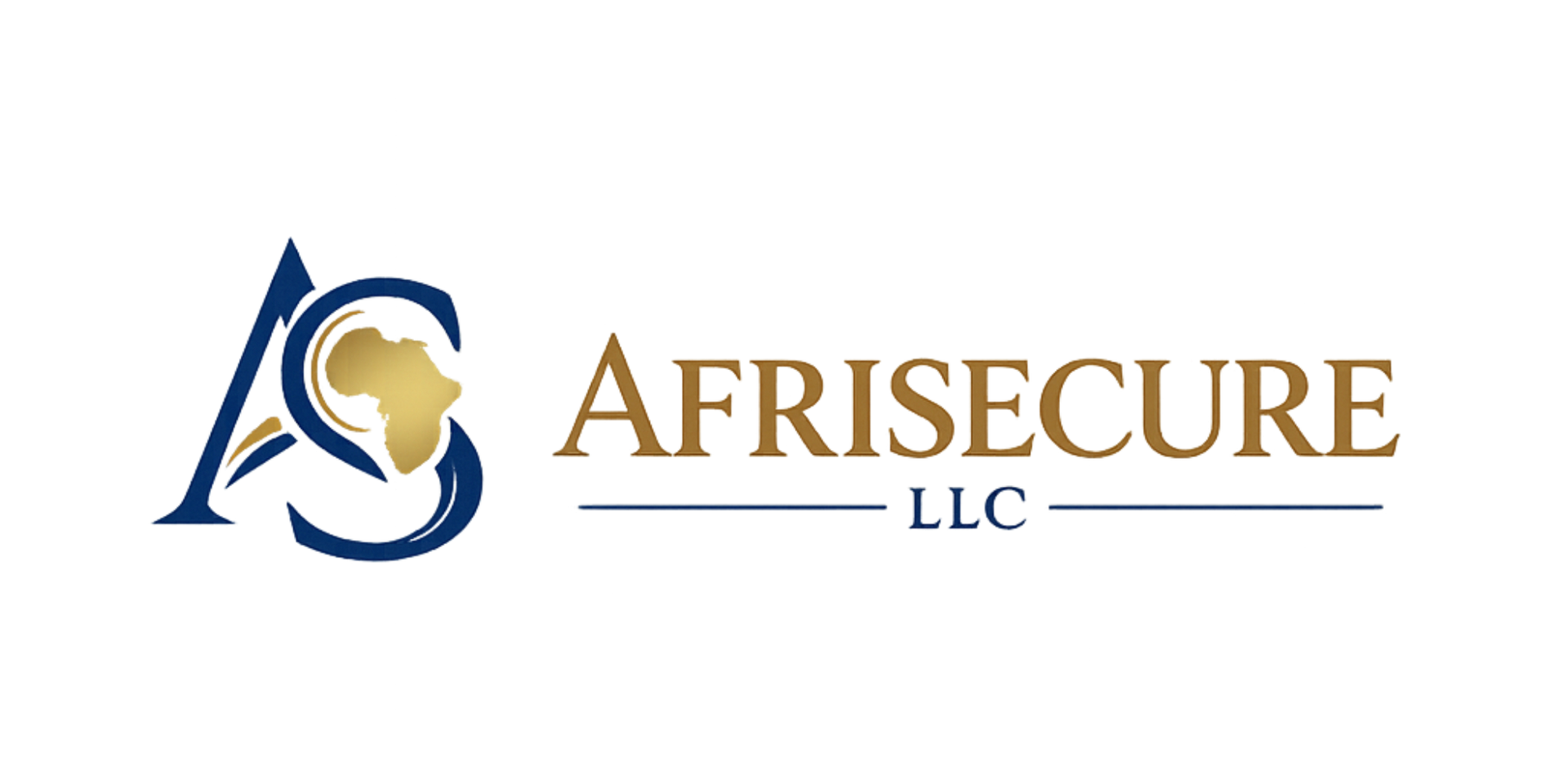 AFRISECURE LLC logo with blue and gold stylized letters on a white background