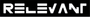 White stylized &ldquo;RELEVANT&rdquo; wordmark on a black background