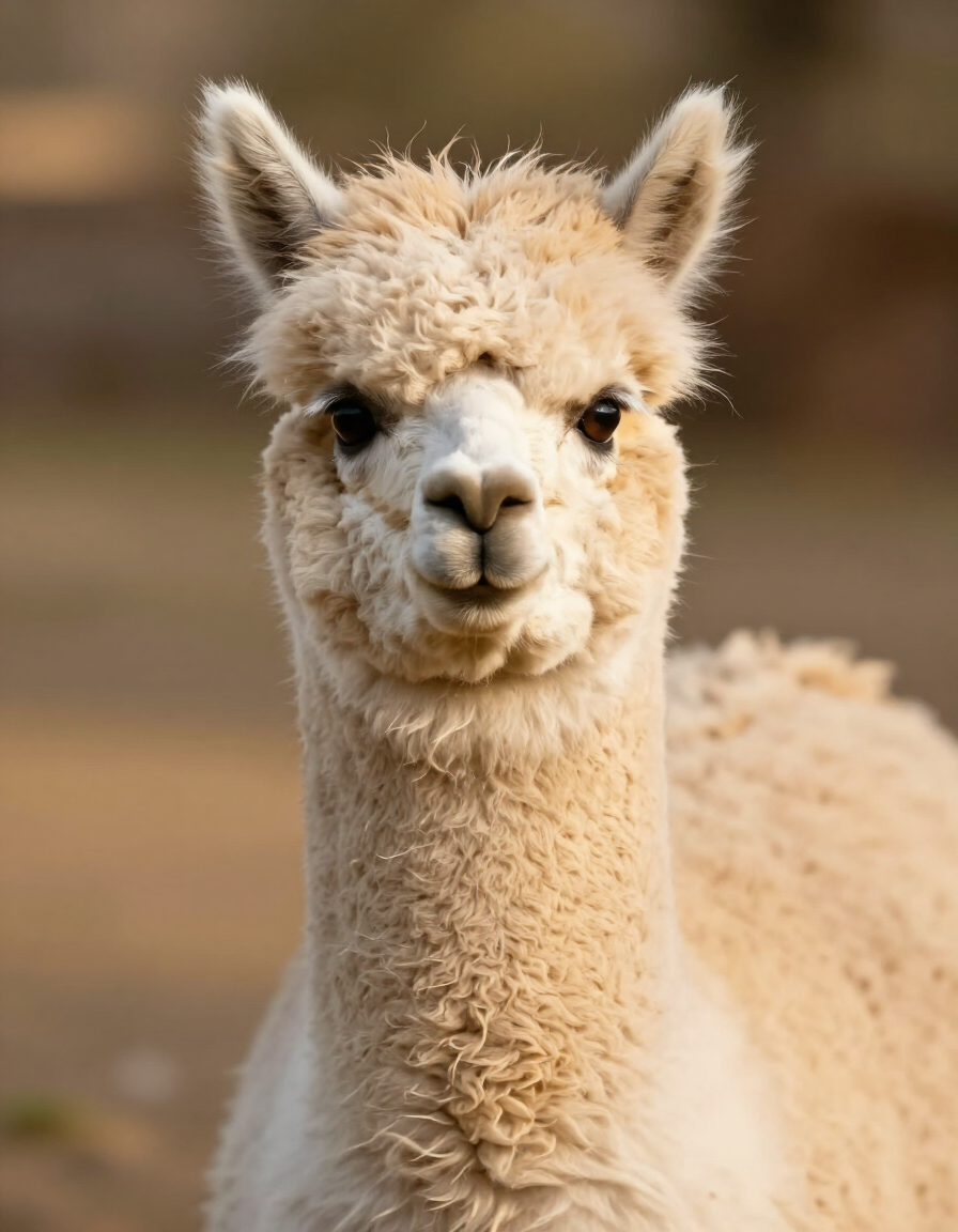 Alpaca looking toward the camera