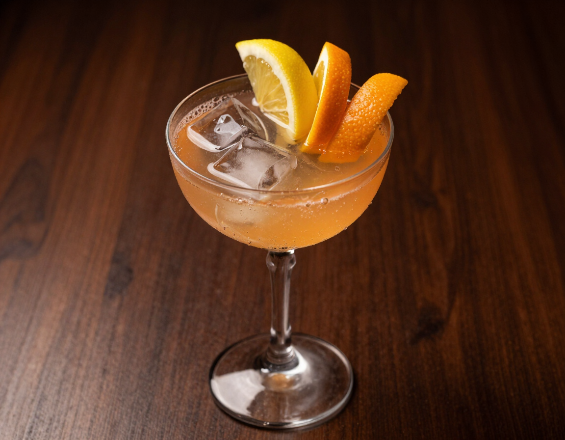 Aperitivo frizzante servito in un bicchiere raffinato.