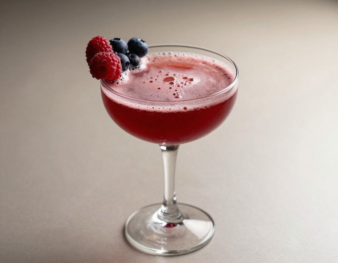 Cocktail elegante con frutti rossi e schiuma delicata.