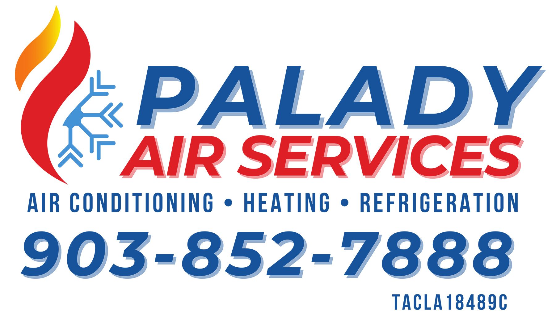 A logo for palady air services heating and refrigeration