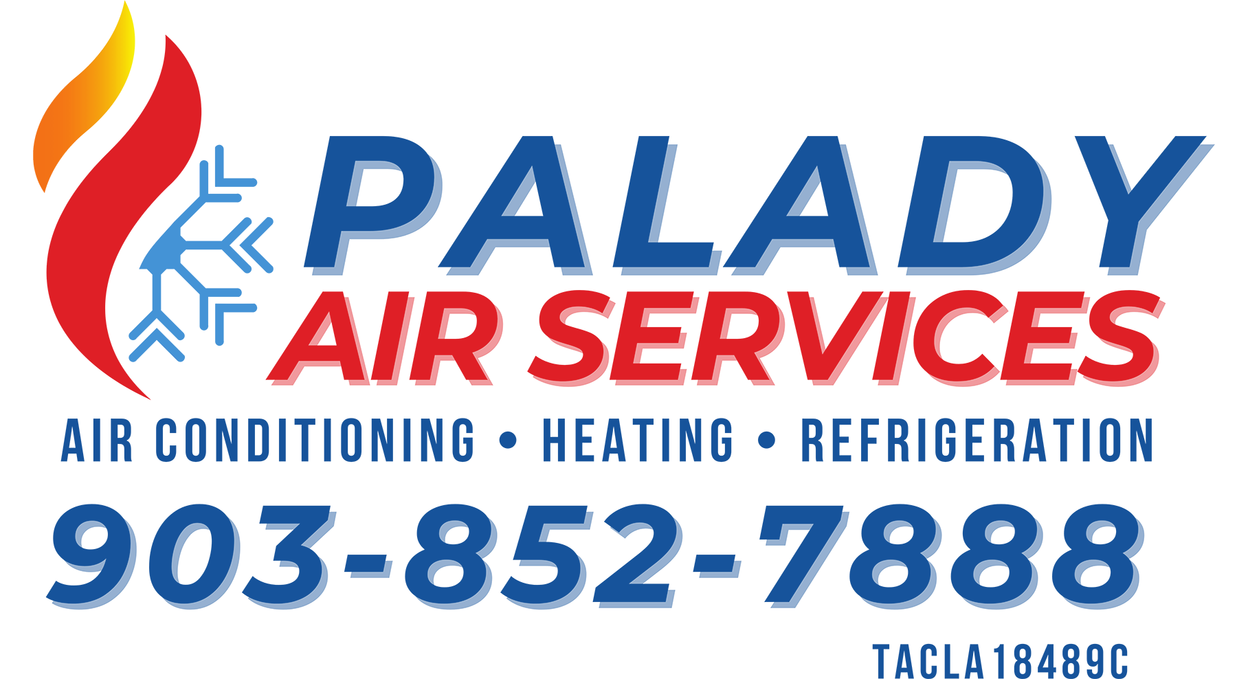 A logo for palady air services heating and refrigeration