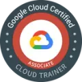 A google cloud certified associate cloud trainer badge.