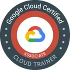 A google cloud certified associate cloud trainer badge.