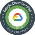 A google cloud certified associate data engineer badge.