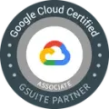 A google cloud certified associate gsuite partner badge.