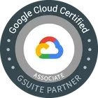 A google cloud certified associate gsuite partner badge.