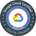 A google cloud certified associate gsuite trainer badge.