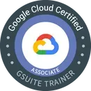 A google cloud certified associate gsuite trainer badge.