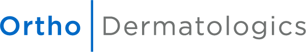Logo for Ortho Dermatologics featuring blue text