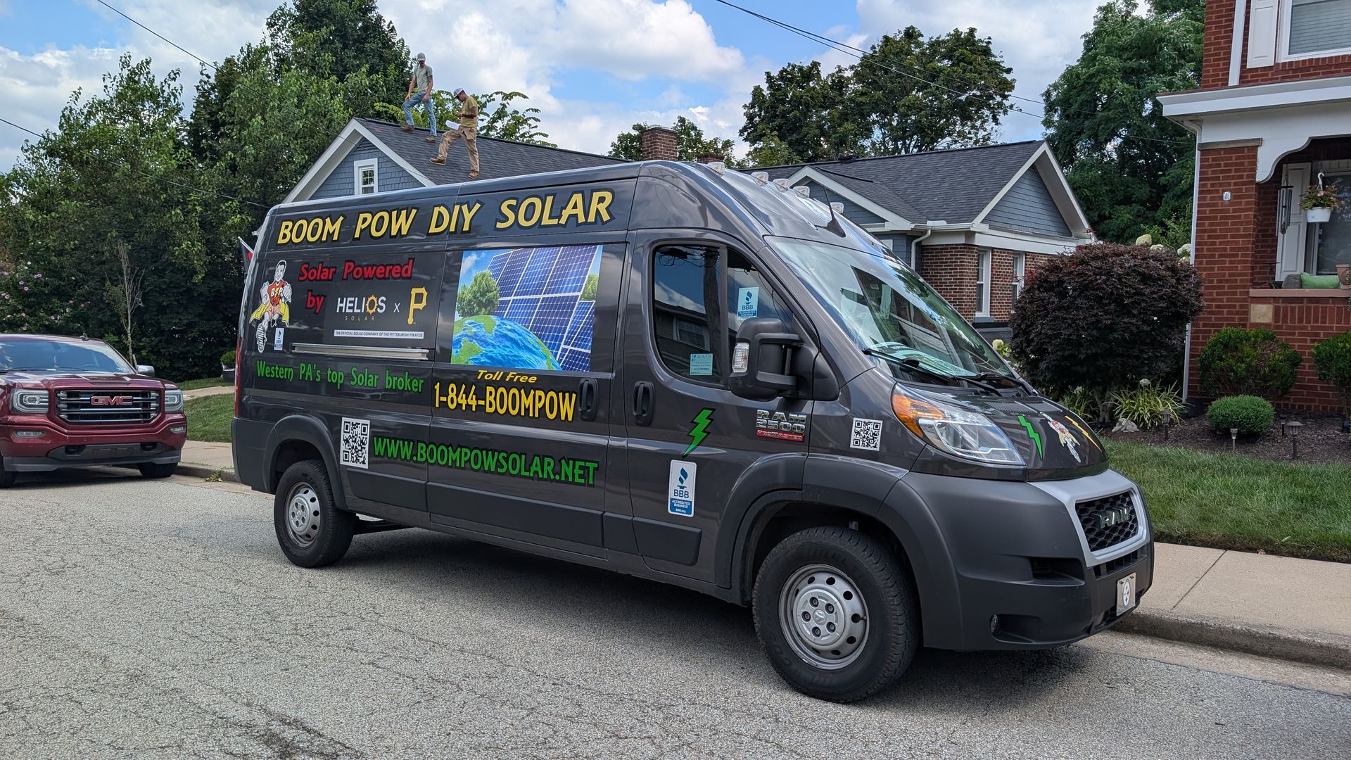 A dark van with 