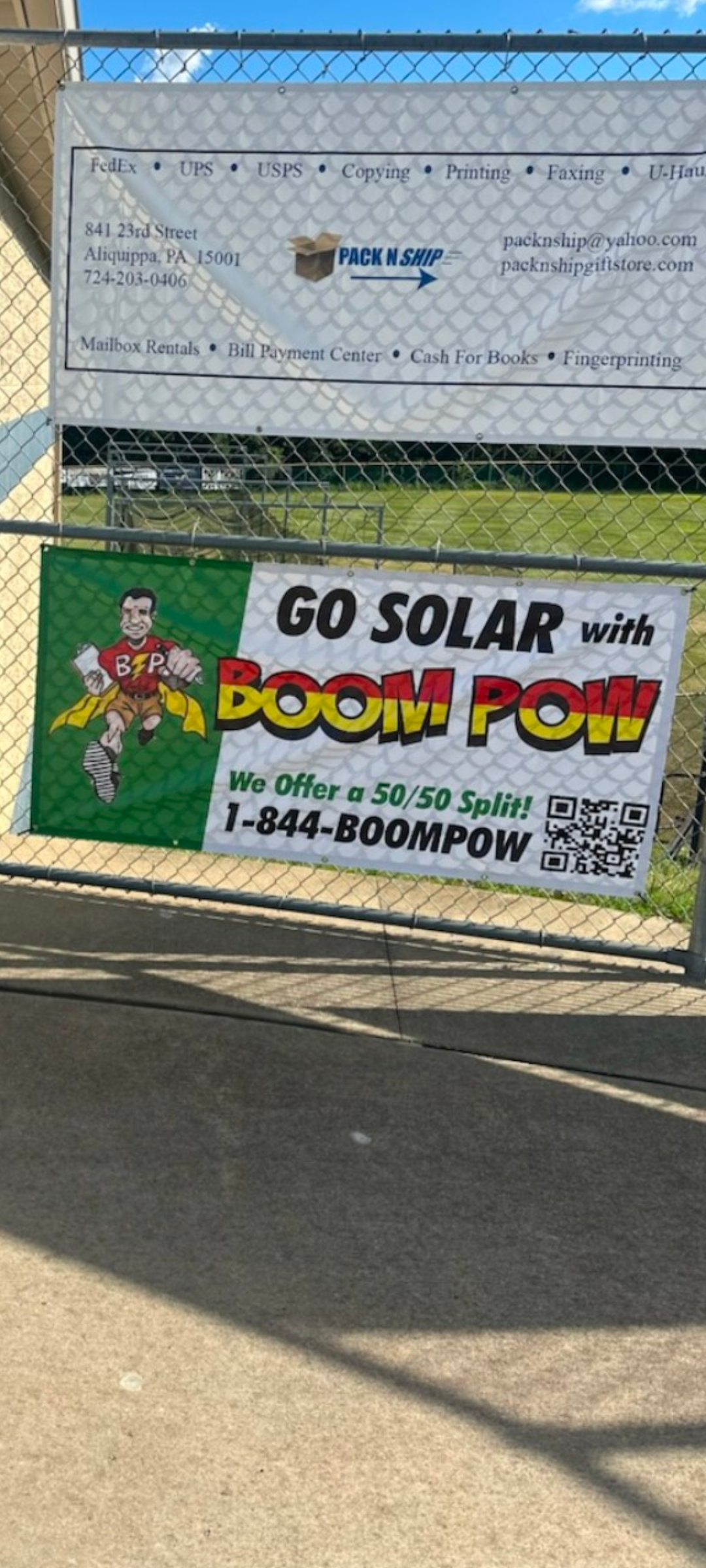 Sign on a fence: 
