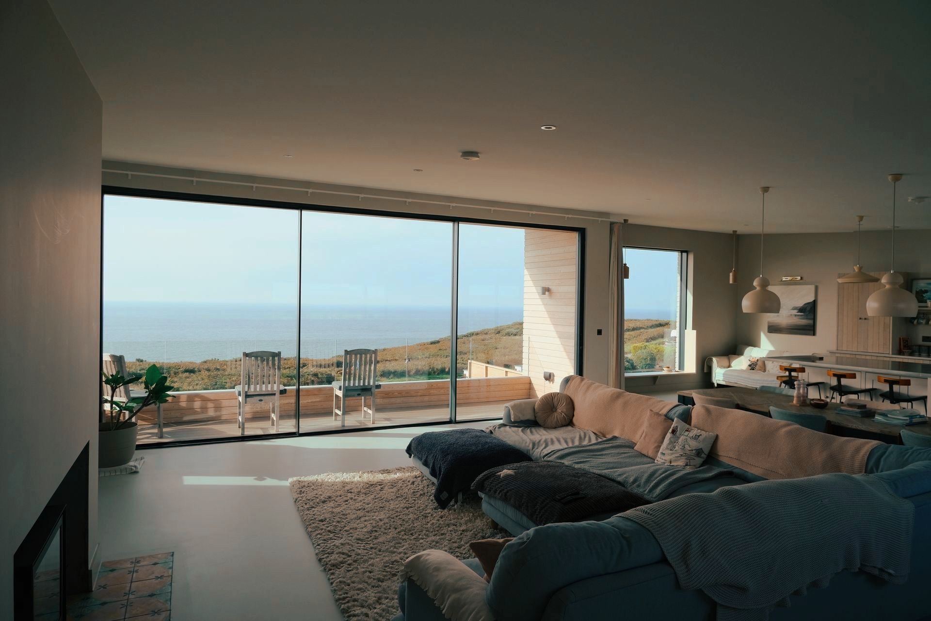 Aluminium Sliding Doors, overlooking the sea in Gower.