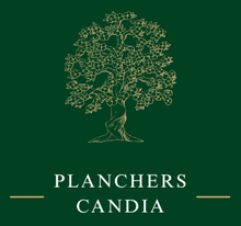 Un logo noir et blanc pour planchers candia