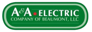 The logo for a & a electric company of beaumont llc