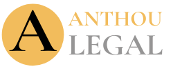 Logo for Anthou Legal: black letter "A" in gold circle, text "ANTHOU" in gold, "LEGAL" in gray.