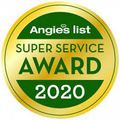 Gold and green circular badge for the 2020 Angie's List Super Service Award.