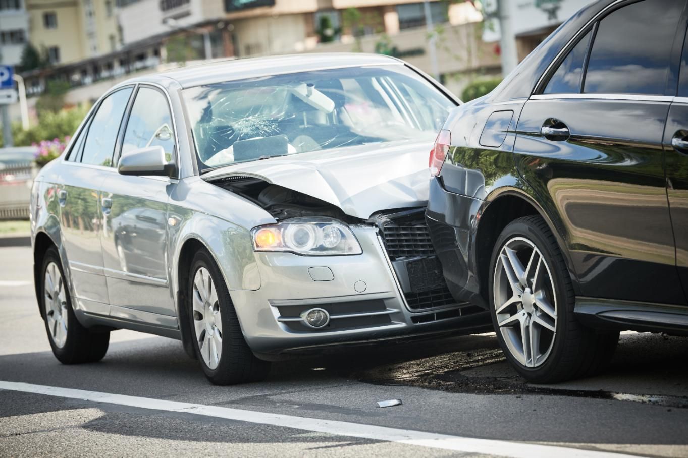 Two Cars Are Involved in a Car Accident on a City Street — A & J Auto Body Repairs In Salamander Bay, NSW
