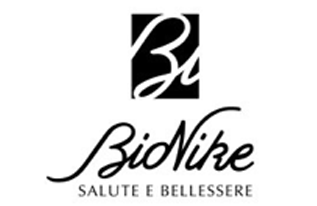Logo BiNike con icona nera stilizzata e testo “SALUTE E BELLESSERE” sotto