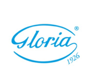 Logo blu “Gloria” con un ovale a forma di swoosh e l'anno 1926