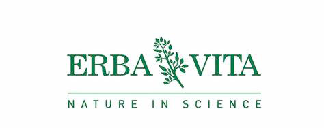 Logo ERBA VITA con testo verde e icona a forma di foglia, oltre allo slogan