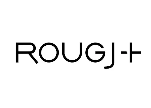Logo ROUGJ+ nero su sfondo bianco