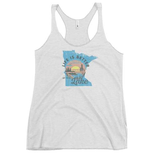 A white tank top with the state of minnesota on it.