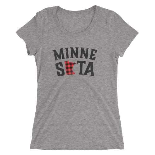A grey t-shirt with the words minnesota on it.
